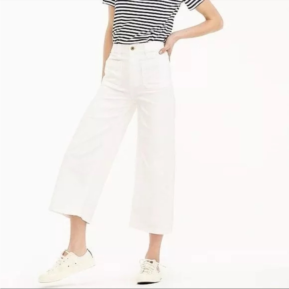 J. Crew Point Sur White Wide-Leg Cropped Pants, Size 32